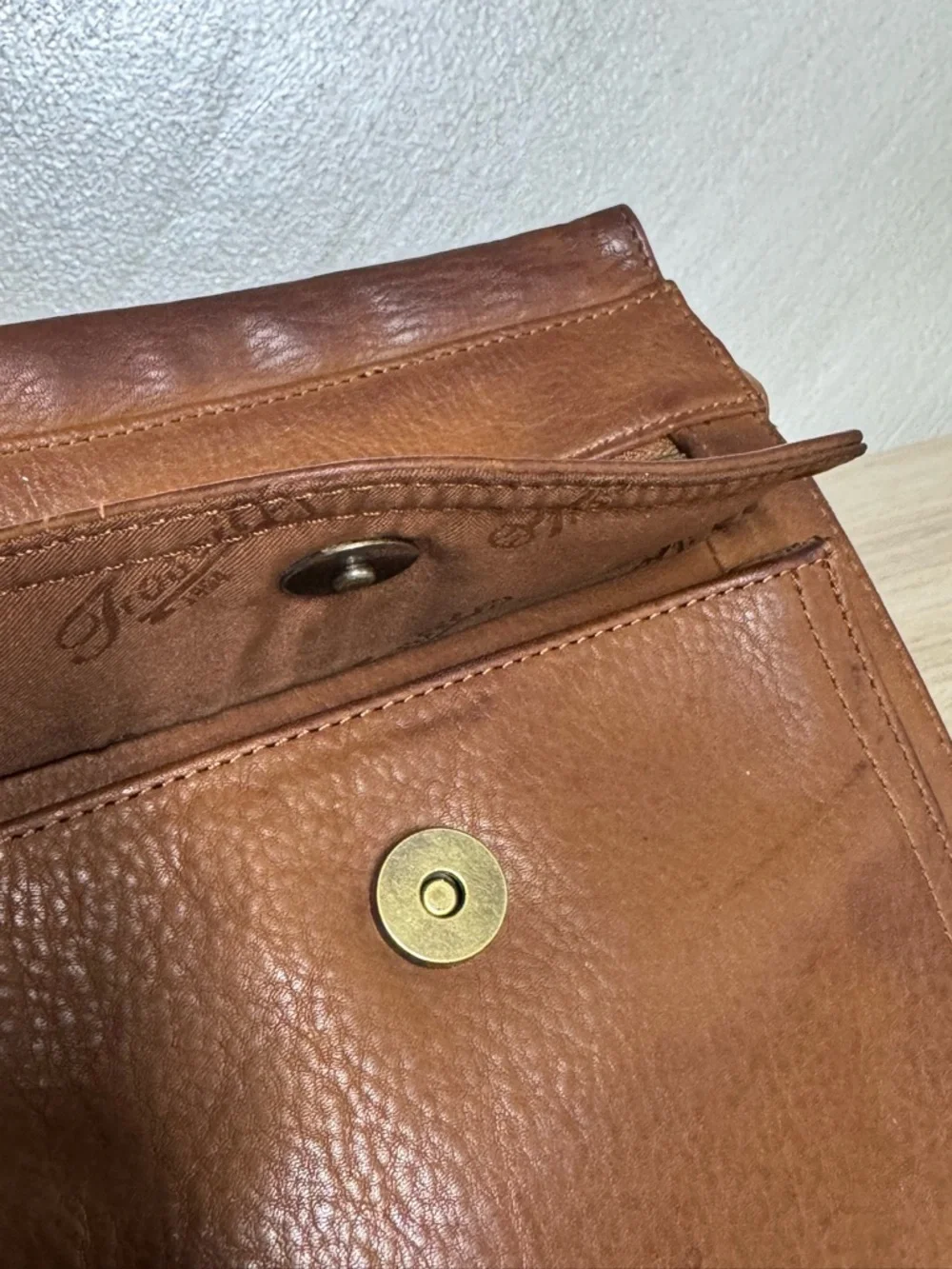 Fossil Vintage Brown Leather Crossbody Organizer Purse